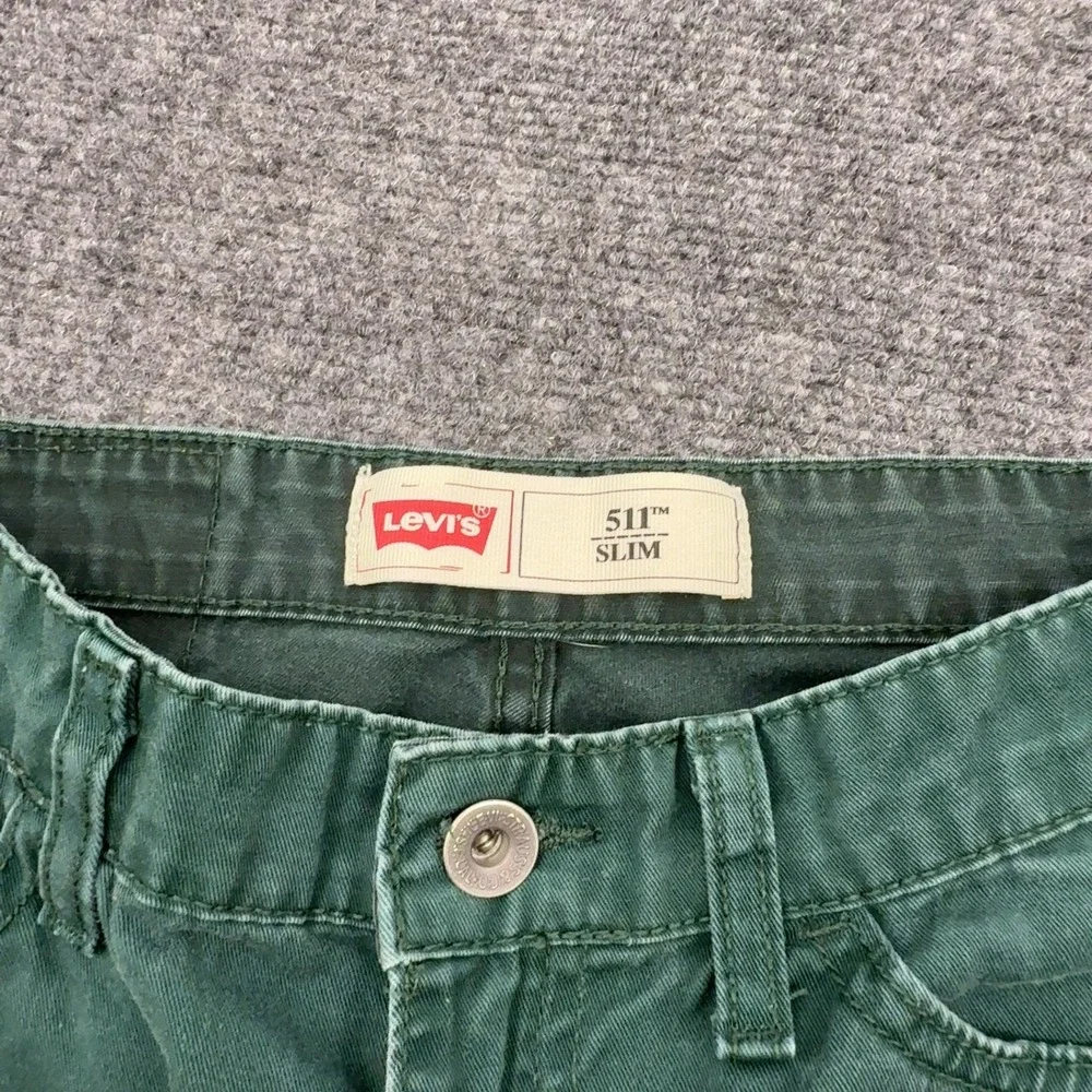 Levis 511 Slim Jeans Boys 14 Green Cotton Denim 5-Pocket Casual Style